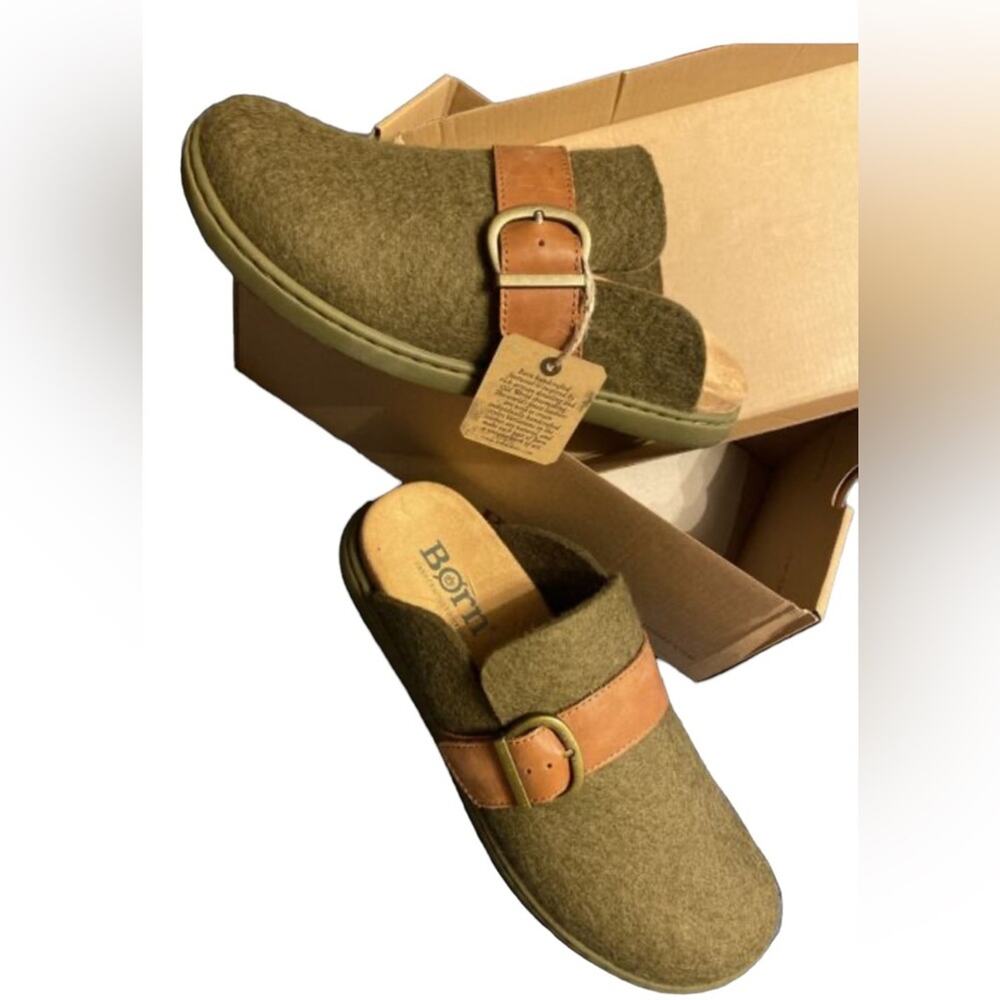 BORN Shoes Lia Felted GreenWool Slip Ons Comfort Womens Size 7 Retail $90 - Picture 5 of 5